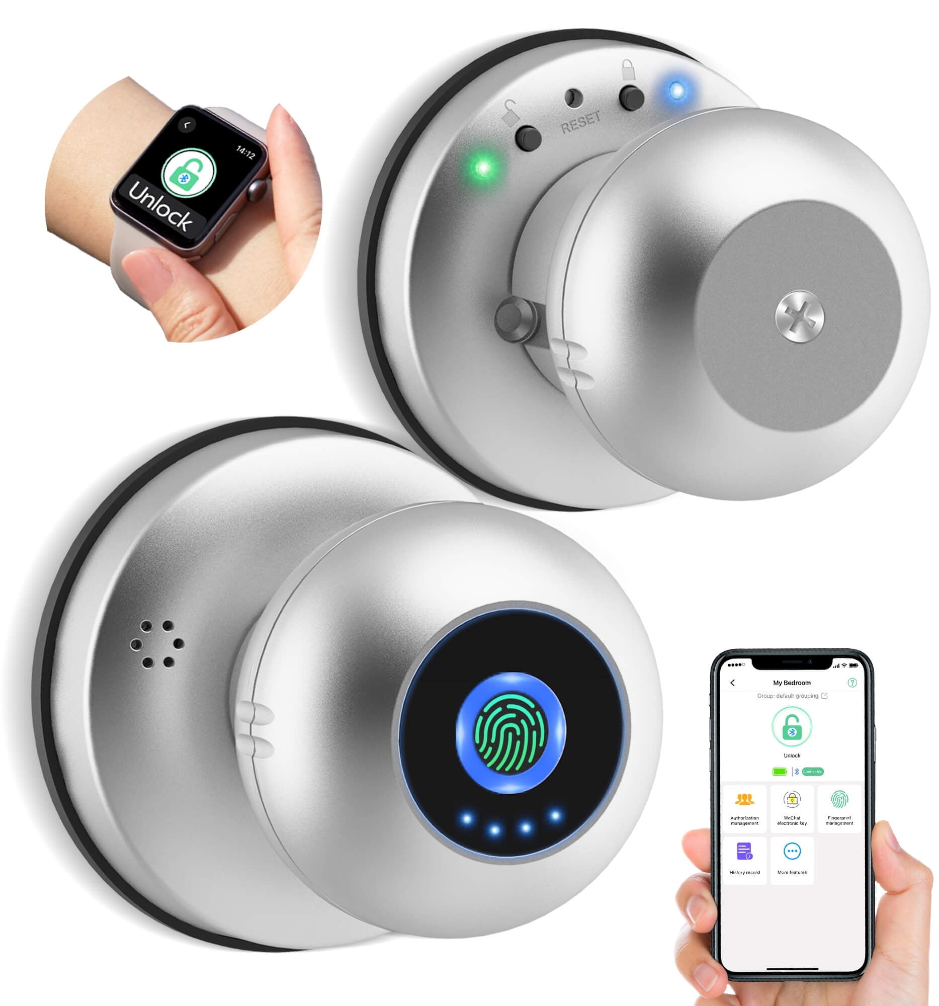 Anweller Smart Door Knob with Lock, Fingerprint Biometric Keyless Entry ...