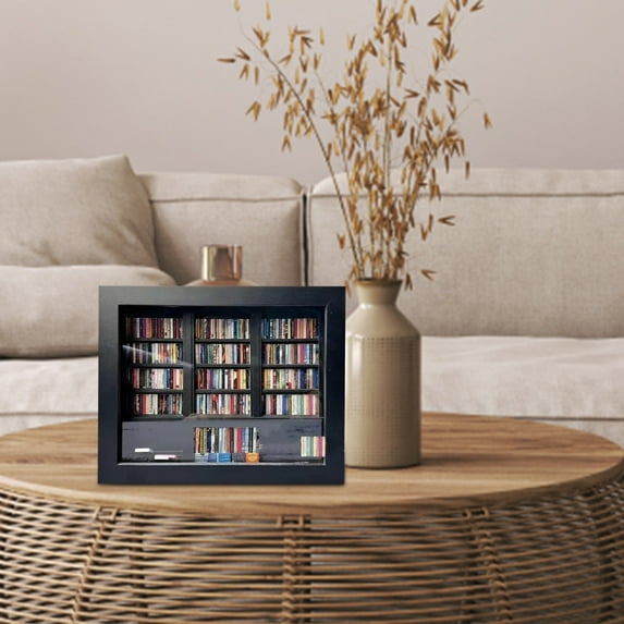 Anxiety Bookshelf Mini Books - Wooden, 5.9x4.7x1.4in, 200 Model Books, for Home/Room, Decompression