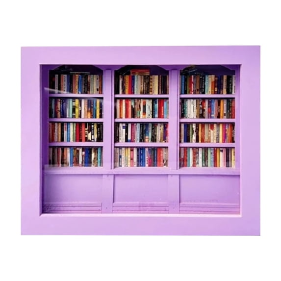 Anxiety Bookshelf Miniature Library with 200Pcs Mini Book Shake Away Your Anxiety Wooden Bookshelf Sensory Toy for Home Office Decor