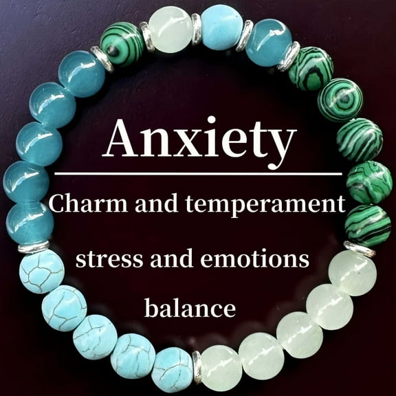 Anxiety Bracelet for Women featuring Natural Malachite Beads and Transparent with Turquoise for Everyday