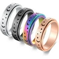 thumbnail image 1 of Anxiety Fidget Rings for Women Moon Star Titanium Steel Spinner Rings Stress Relief Rings for Anxiety Women 6mm 4Pcs Size 5-11, 1 of 6
