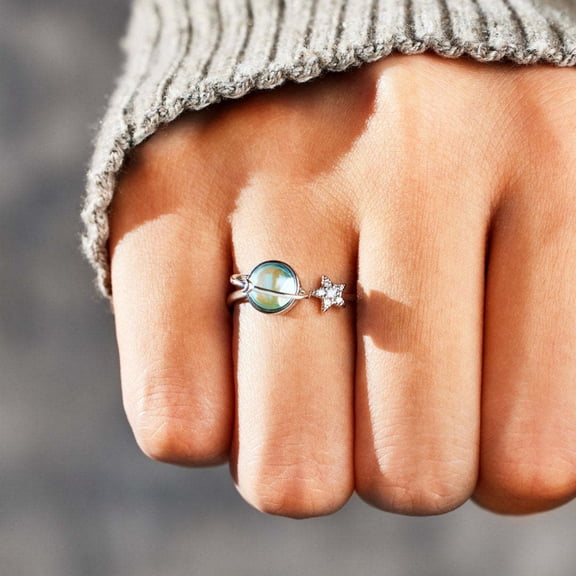 Anxiety Fidget Spinner Ring Fidget Rings for Anxiety Relief Stress Open Adjustable Flower Moon Star Spinning Ring Stackable Ring Fidget Jewelry Women