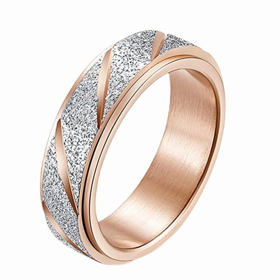 Anxiety Fidget Spinner Rings for Men Women Wave Pattern 14K Yellow Gold Spinning Rotatable Ring Punk Rock Anti Stress Jewelry
