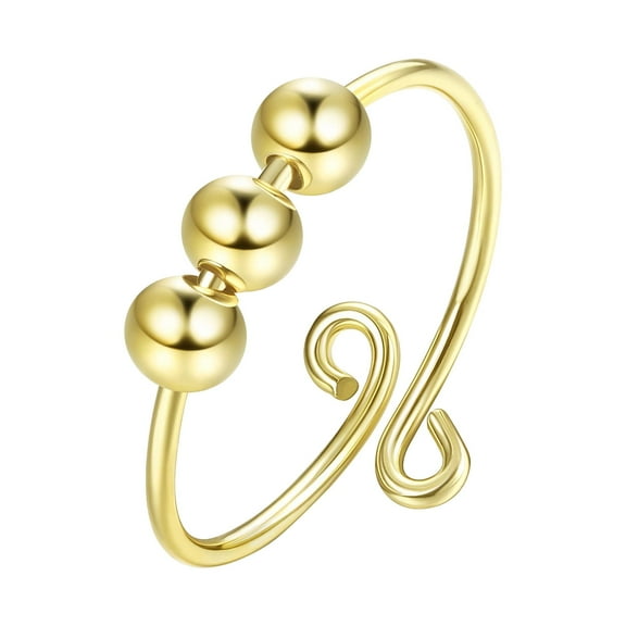 Anxiety Fidget Women Spinning Rings With Beads Stress Relief Spinning