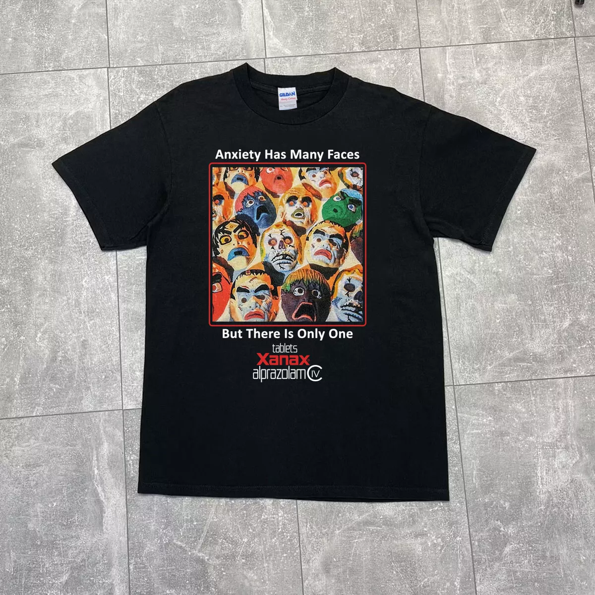 Anxiety Has Many Faces Xanax Alprazolam Halloween T shirt