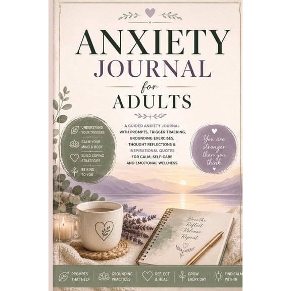 Anxiety Journal for Adults: A Guided Anxiety Journal with Prompts, Trigger Tracking, Grounding Exercises, Thought Reflec, (Paperback)