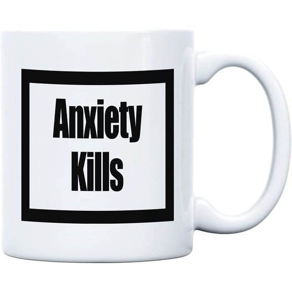 Anxiety Kills Warning Sign Mental Health Aesthetic Warning Sign Mental Health Gift White Mug Coffee Tea 325ml Funny Novelty Mug Ceramic White Great Gift Idea Meme Cup
