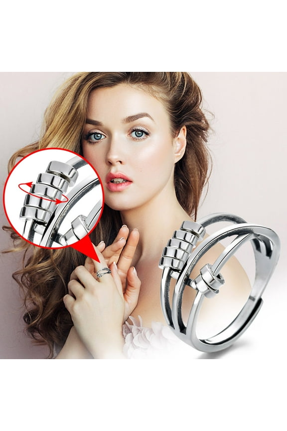 Anxiety Relief Fidget Rings - Stress Relieving Meditation Stacking Rings for Adults, Nickel-Free Alloy Durable Anti-Anxiety Therapy Jewelry, Perfect Gift for Wedding Engagement Christmas Birthday