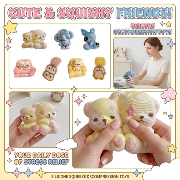 Anxiety Relief Items for , Butter Squishy toy, 5 in, Valentine's Day Teddy Bear, Tactile Stimulation, Gifting Occasion, Pale Hues, 1 Pc