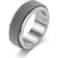 thumbnail image 1 of Anxiety Ring for Men Chain Woven Mesh Rings Cool Titanium Stainless Steel Spinner Ring 8MM Gold/Silver/Black Fidget Rings for Men Male Masculine Band Jewelry, 1 of 11
