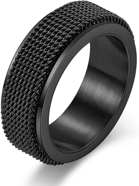 Anxiety Ring Men Chain Woven Mesh Rings Cool Titanium Stainless Steel Spinner 8MM Gold Silver Black Fidget Male Teen Boys Masculine Band Jewelry af127a09 4dec 4e8d 835b 4e262713df74.7e68b2e2836886a0446ec8a3e6d7134e