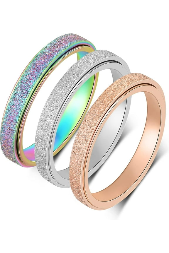 Anxiety Ring for Women Spinner Ring: Fidget Ring Anxiety Relief Items Spinner Rings for Anxiety Fidget Rings for Anxiety for Women Anti Anxiety Fidget Ring Gift Size 5-10