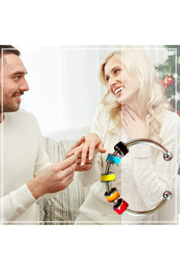 Anxiety Rings, Czzoypi Adjustable Spinner Beads Rings for Stress Relief, 2.5mm Bead Diameter Stackable Fidget Rings for Women Men Gift