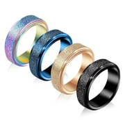 SHOLLY Anxiety Rings Fidget Rings Spinner Rings for Women for Teen Girls for Kids Stress Rings 4Pcs 6MM Titanium Steel Rings Size 6-11