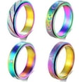 thumbnail image 1 of Anxiety Rings Fidget Rings for Women Spinner Rings 4Pcs 6MM Rainbow Titanium Steel Rings Size 5-11, 1 of 7