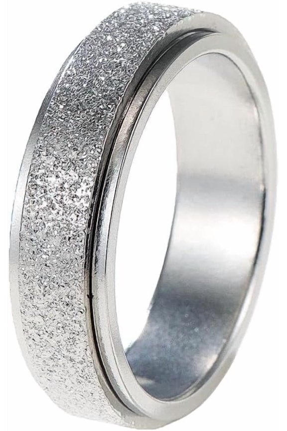 Anxiety Rings Titanium Steel Spinner Fidget Band Ring for Women Inspirational Relieving Anxiety Wedding Promise Lucky Statement Jewelry Comfort Fit Size 6 to 10