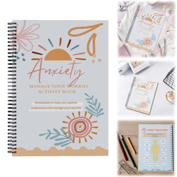 Anxiety Workbook & Journal – Daily Prompts, Mood Tracker & CBT Exercises to Manage Stress & Overcome Anxiety (White, Paperback)