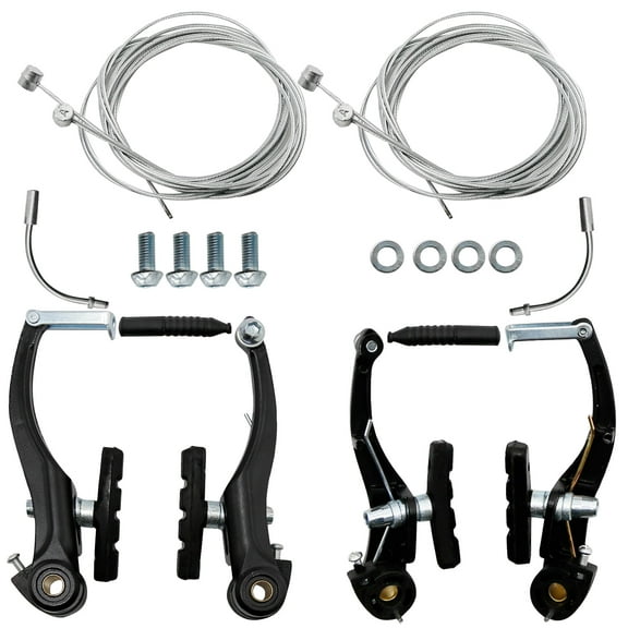 Anxingo 2 Pairs V Bike Brake Set, Complete Mountain Bicycle Brake Kit with Brake Cables, End Caps, and Ferrules - Black