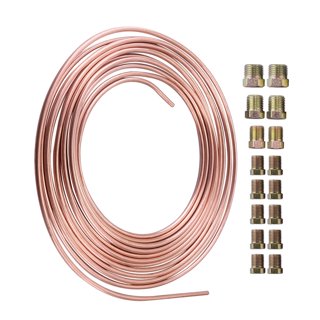 25 Ft Copper Nickel Brake Line Kit With Fittings - Rust-Resistant & Easy To Install