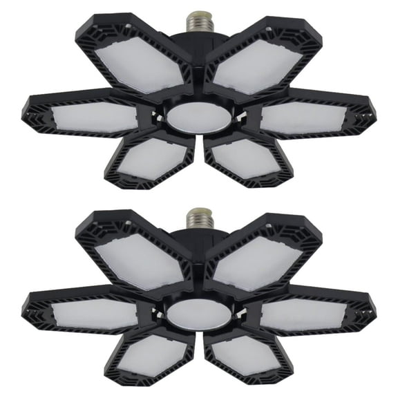 Anxingo 2Pcs LED 6+1 Panel Foldable Garage Light â5000Kâ 4200LM Workshop Basement Warehouse Attic Garage Ceiling Light Replace for Garage Supermarket Warehouse Basement