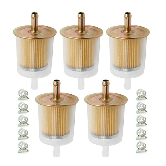 Anxingo 5 Pcs 3/8" Universal Fuel Filters Industrial Tractors Cars Trucks Motorcycles Gas Powered Engine Inline Gas Fuel Line