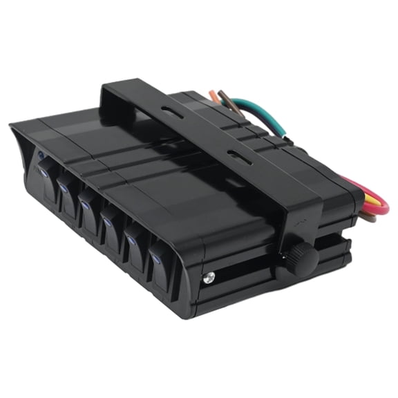 Anxingo 6 Gang Rocker Switch Panel 12V 40Amp ON/Off Switch Box with 12 AWG Wires for Car Truck Boat RV