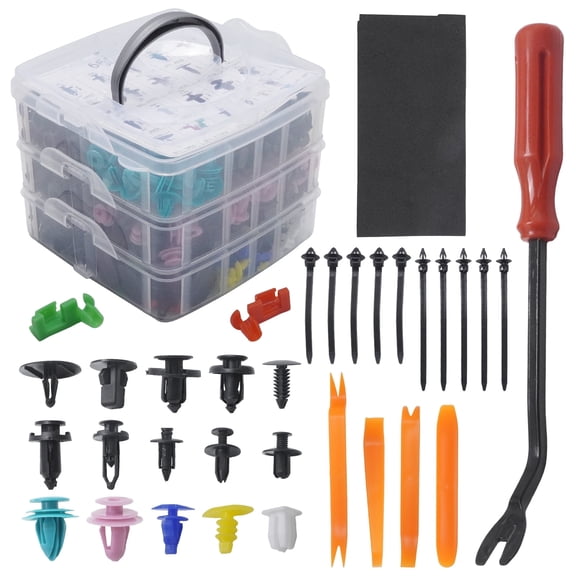 Anxingo 680Pcs Car Door Panel Trim Clips with Fastener Remover Kit, Car Retainer Clips Plastic Expansion Rivets Set for Automotive Interior and Bumper Fasteners