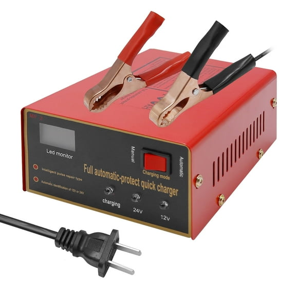 Anxingo AC110V Battery Charger Portable Battery Charger Replacement for 12V and 24V Cars Motorcycles Boats