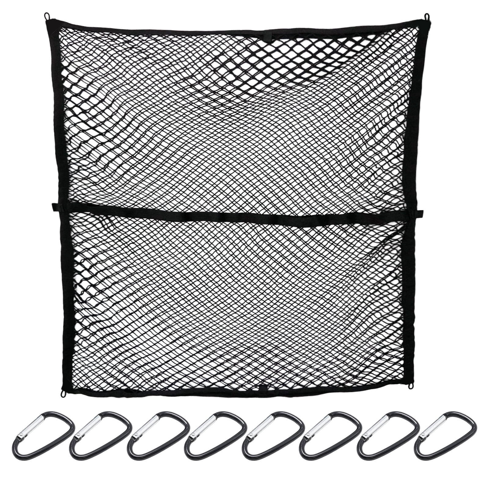 Anxingo Heavy Duty Double Layer Elastic Cargo Net, 4'×4' Stretches to 7'×7', Versatile Truck Bed Net for Pickup Trucks, Vans, and SUVs
