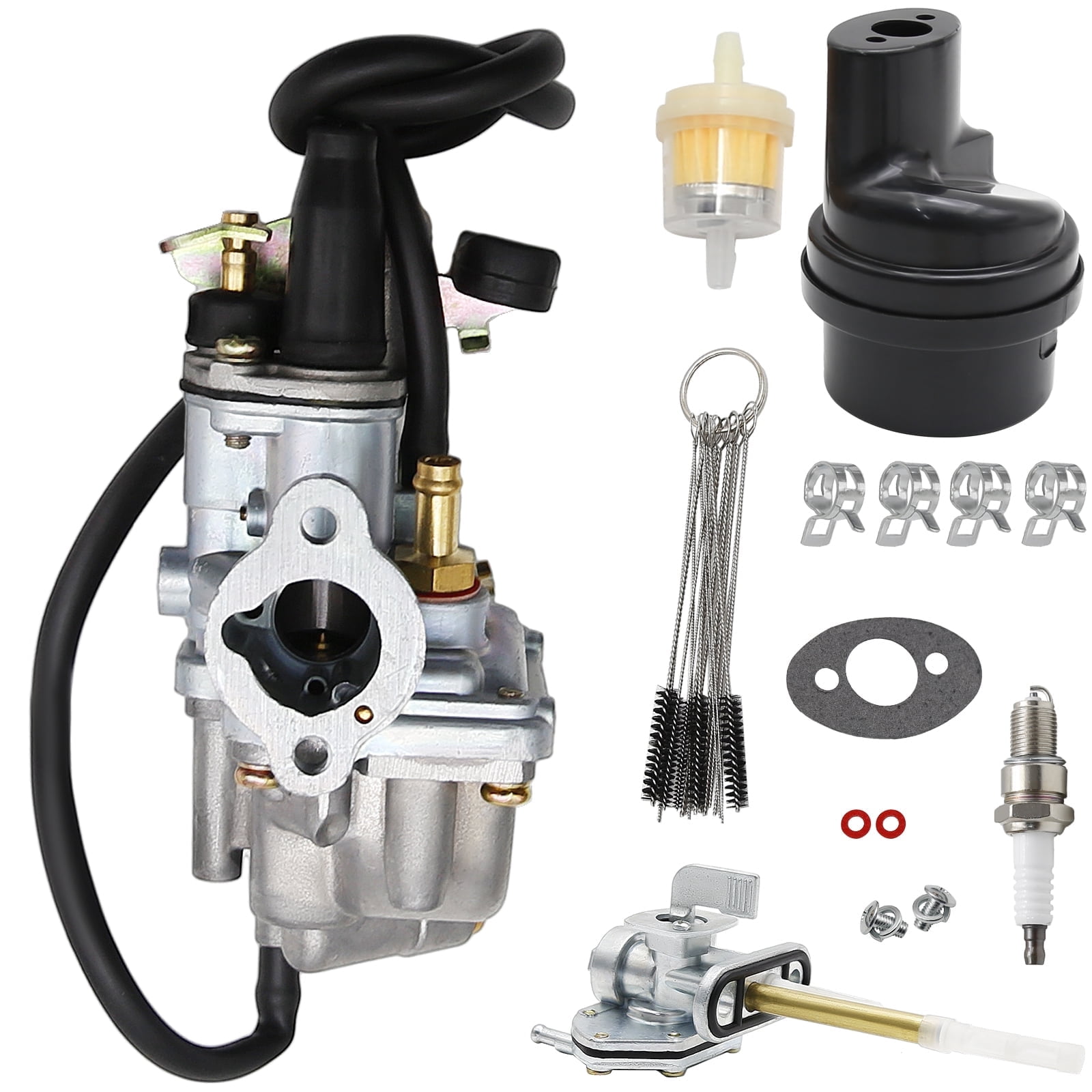 Anxingo LT50 13200-43F00 Carburetor Replacement for Suzuki JR50 84-06, LT-A50 02-05, LT50 84-87 with 44300-24B00 Fuel Tank Petcock Switch Valve