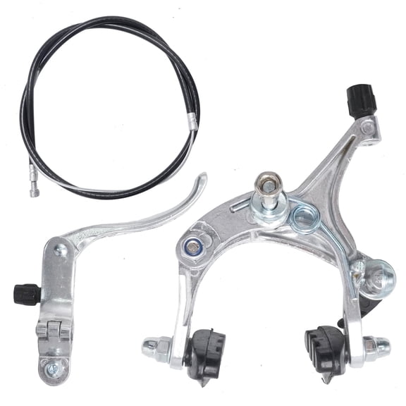 Anxingo Bike Front Brake Caliper Kit with Cable and Right Lever, 52mm Universal Fit for 700C Road Bike Fixie Bikes - Silver Aluminum Alloy