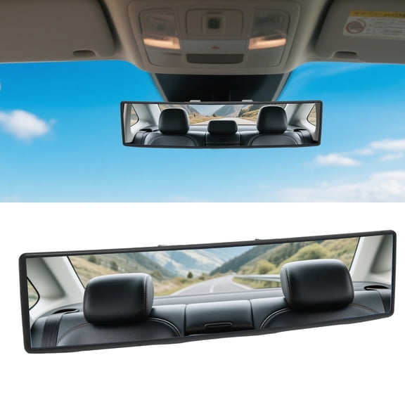 Anxingo Clip On Wide Angle Rear View Mirror, Anti-Glare Interior Mirror for Cars and SUVs-11.8 x 2.8inch(Blue)
