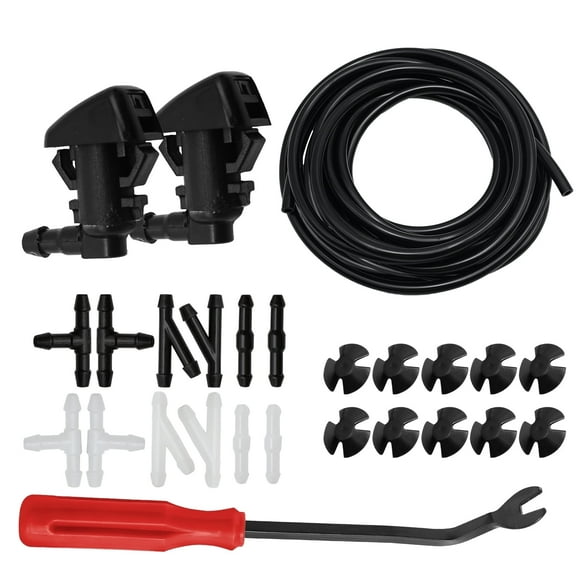 Anxingo Windshield Wiper Nozzles Kit, Windshield Washer Nozzle Repair Kit w/Fluid Hose Replacement for Jeep Grand Cherokee