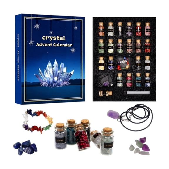 Anxinwu 3D Natural Crystal Bottle with Crushed Chips - Gemstone Advent Calendar for Kids Science Education Collection Gift