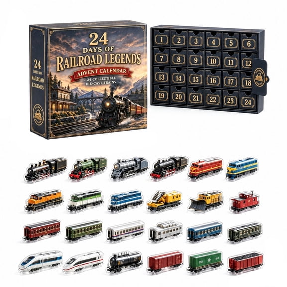 Anxinwu Acrylic Train Model Blind Box Set - 24 Piece Flat Railway Ornaments for Christmas Tree Display Collecting