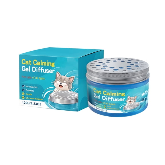Anxinwu Cat Calming Gel Portable Diffuser - 4.23 oz Non-Electric Jar with Perforated Lid and 24-Hour Release Design for Cats of All Ages Indoor Use