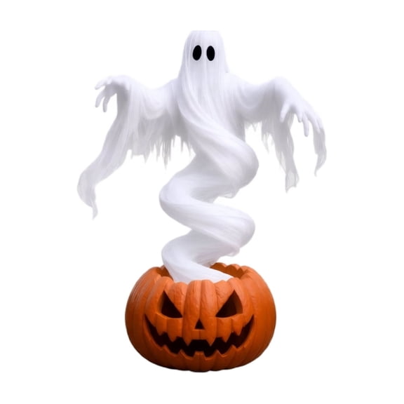Anxinwu Halloween Ghost Yard Decoration - Light-Up Resin Pumpkin Scene for Porch, Patio, Shelf, Party and Outdoor Halloween Decorations