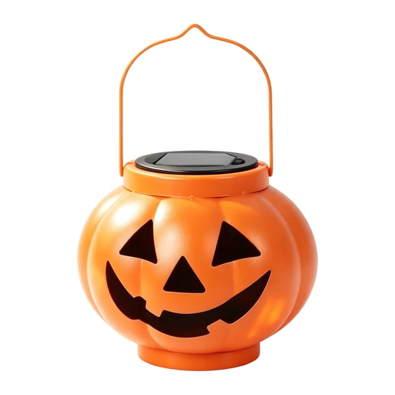 Anxinwu Powered Wrought Hanging Halloween Pumpkin with Face for Outdoor Garden Decor