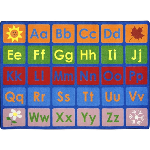 Joy Carpets Kid Essentials Any Day Alphabet 5'4" x 7'8" Area Rug in Color Multi