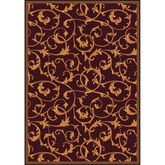 Any Day Matinee Acanthus Rectangle Theater Area Rugs  03 Burgundy - 7 ft. 8 in. x 10 ft. 9 in.