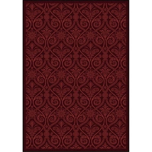 Any Day Matinee Damascus Rectangle Theater Area Rugs  03 Burgundy - 5 ft. 4 in. x 7 ft. 8 in.