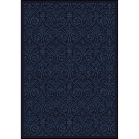 Any Day Matinee Damascus Rectangle Theater Area Rugs  04 Navy - 7 ft. 8 in. x 10 ft. 9 in.