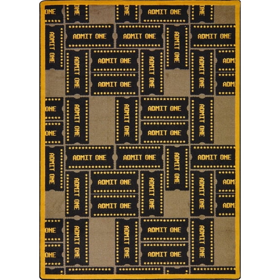 Any Day Matinee - Theater Area Rugs Admit One, 10'9" x 13'2", Brown