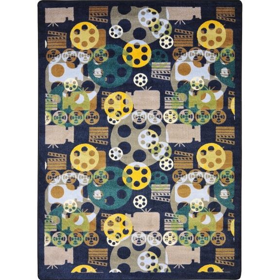 Joy Carpets Any Day Matinee Blockbuster 10'9" x 13'2" Area Rug in Color Navy