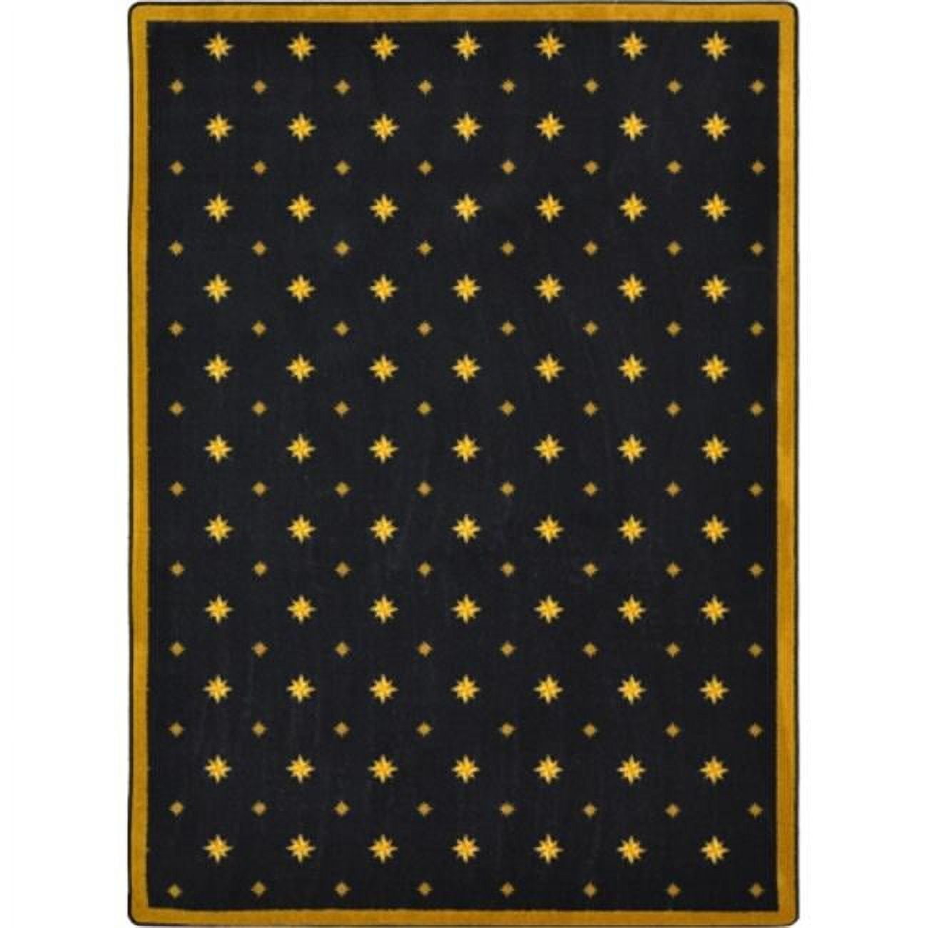 Black and Golden Star Pattern Rectangular Nylon Rug