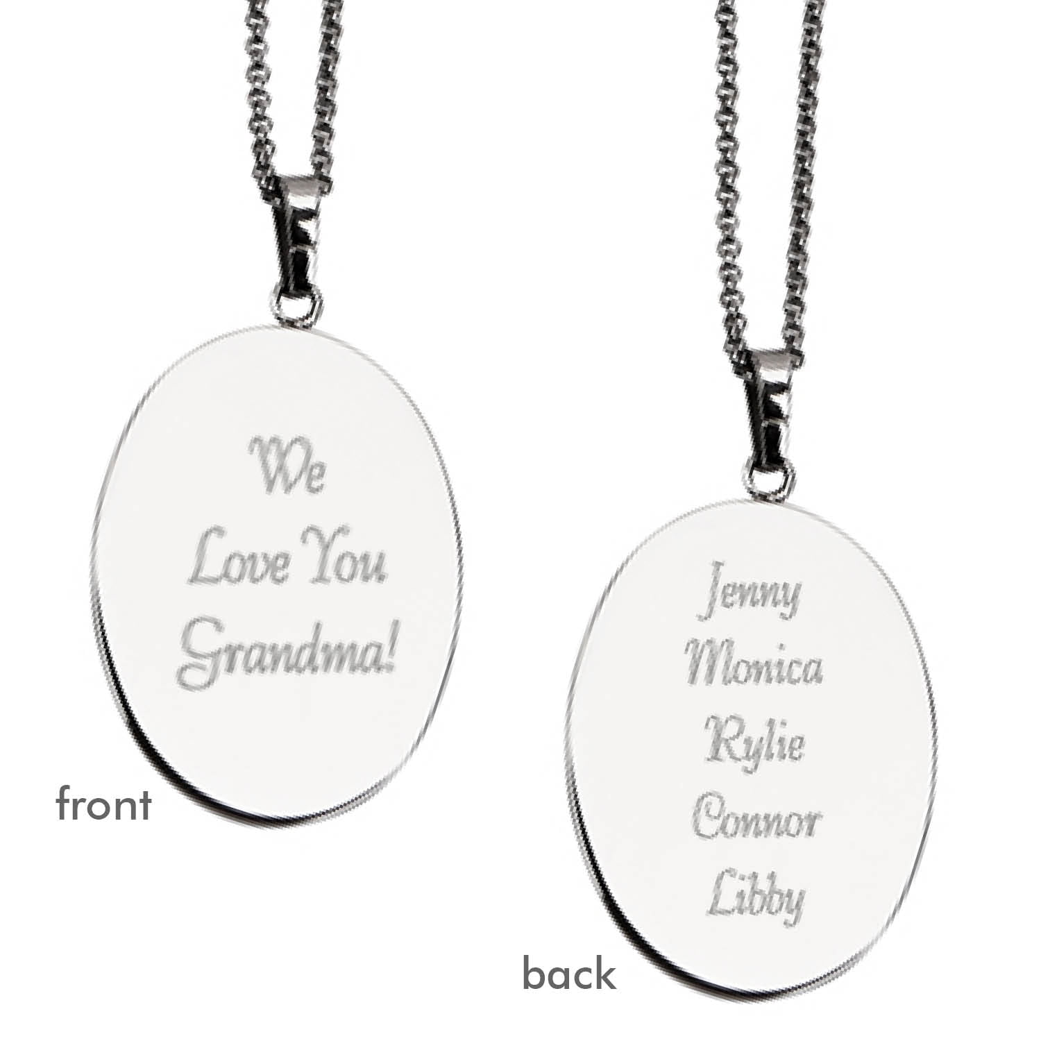Any Message Personalized Oval Pendant With Chain