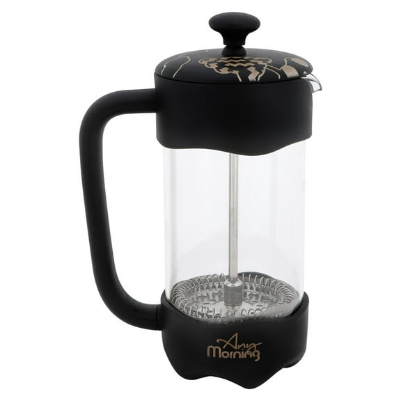 Any Morning FY92 French Press, 350 ml, Stainless Steel, 3-Layer Filtration, Borosilicate Glass, 11 oz