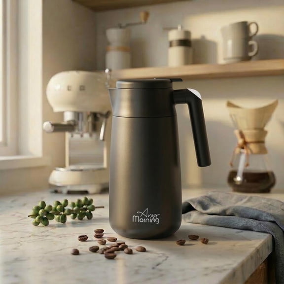 Any Morning 40 oz Thermal Carafe SI232250– Insulated Stainless Steel Coffee Server, Black