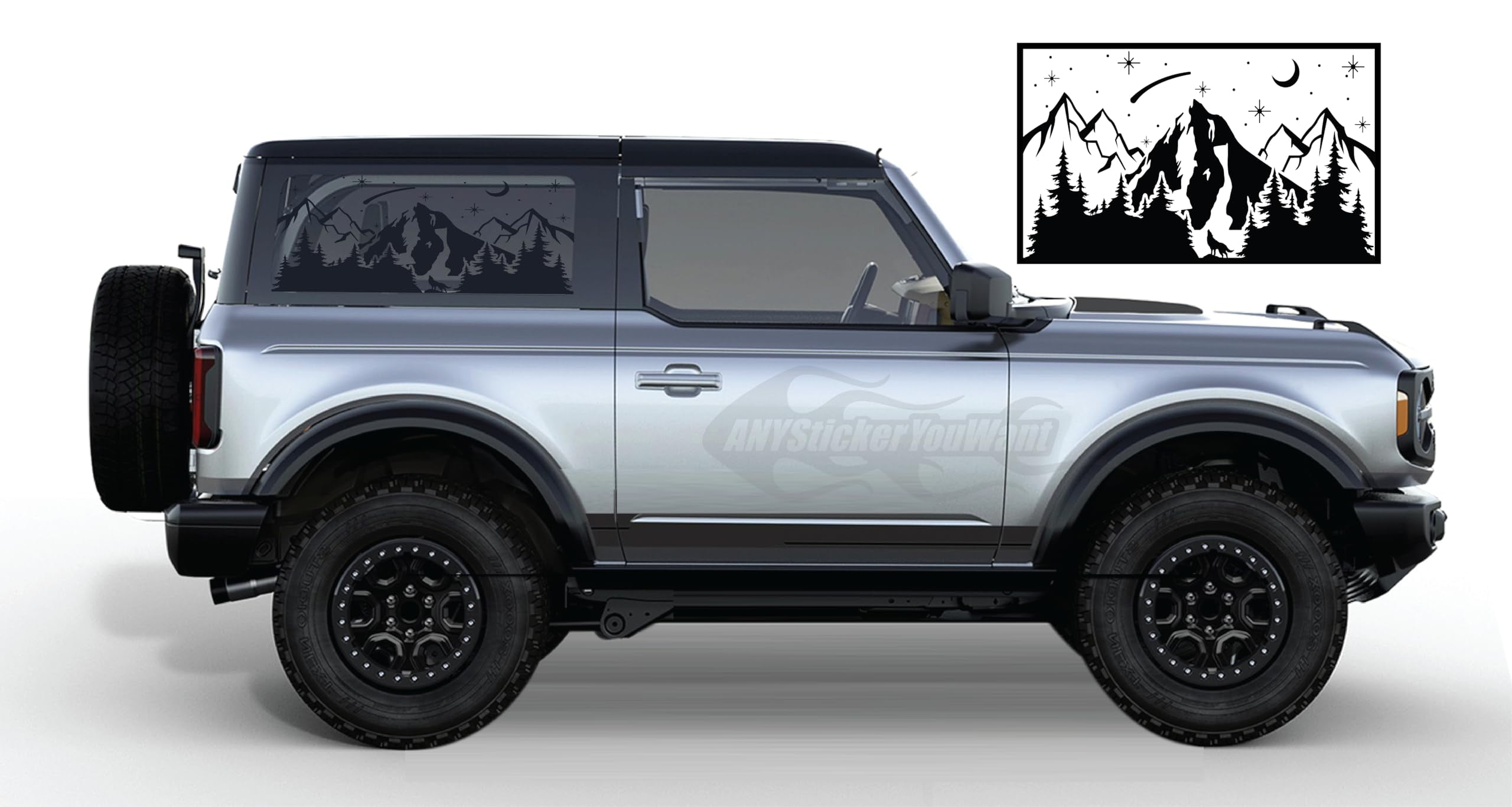 Any Sticker You Want - Starry Sky Mountain Theme Rear Side Window Vinyl ...