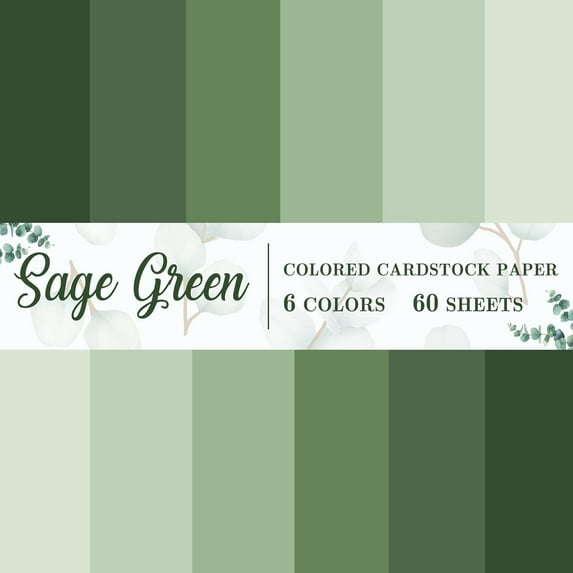 AnyDesign 60 Sheet 8.5 x 11 Inch Sage Green Thick Paper Card Stock 6 Gradient Green Colors Paper Cards Colored Scrapbook Paper for Prints DIY Arts Crafts Making School Office Home Supplies, 92lb